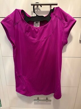 adidas Women's Short Sleeve Scoop Neck Top - Magenta